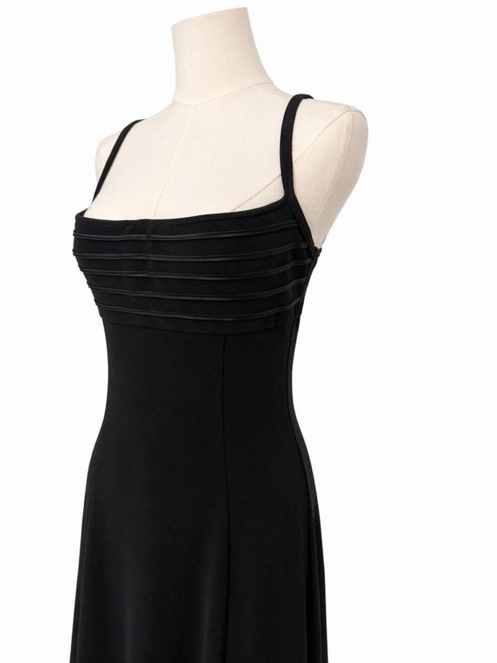 Tadashi Shoji Black Maxi Dress Size 8 Pleated Bodice Slip Formal Evening Gown - Picture 5 of 8